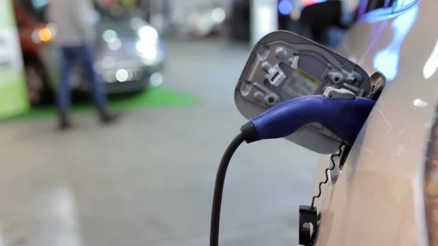 The electric car is charging