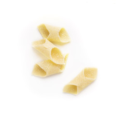Garganelli pasta isolated on white