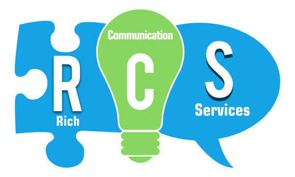 RCS - Rich Communication Services Green Blue Three Symbols 