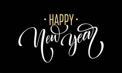2019 Happy New Year. Beautiful Handwritten modern brush lettering, calligraphy. Vector illustration