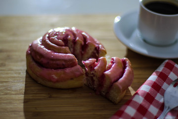 Coffee, cinnamon, napkin Breakfast in the morning.