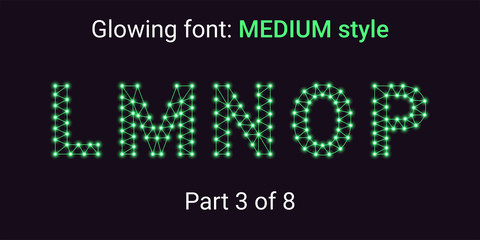 Fototapeta premium Green Glowing font in the Outline style