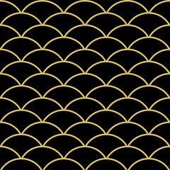 Seamless vector ornament. Modern background. Geometric modern pattern with golden waves
