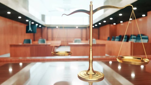 Scales Of Justice In Courtroom