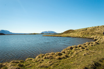 Spectacular volcanic landscape around Lake Myvatn, Iceland