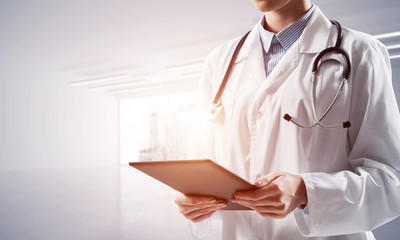 Modern medical industry presented by means of female doctor