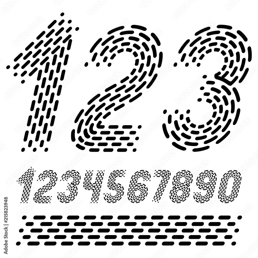 Poster vector numbers, modern numerals set. rounded bold italic retro numeration from 0 to 9 can be used fo