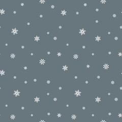 Fototapeta na wymiar Snowflake seamless pattern. Snow on white background. Abstract wallpaper, wrapping decoration. Symbol winter, Merry Christmas holiday, Happy New Year celebration Vector illustration.