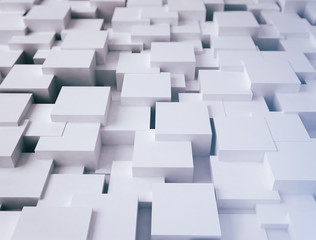 White abstract cubes surface 3d illustration