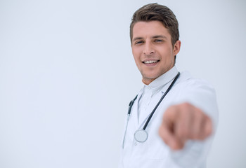 successful doctor pointing to you