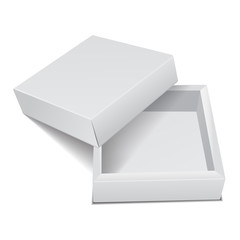 White Cardboard Box. Vector Realistic package for Software, electronic device or gift pack