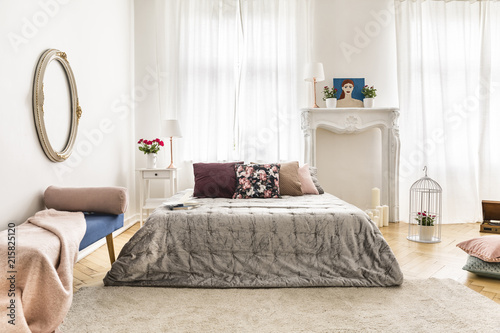 Real Photo Of English Style Bedroom Interior With Faux