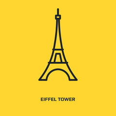 Eiffel Tower logo graphic design concept. Editable element, can be used as logotype, icon, template in web and print. Thin line icon. Black Flat iron building. France capital iron structure.