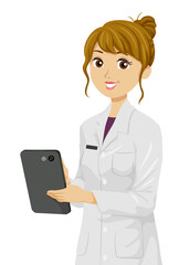 Teen Girl Tablet Science Illustration