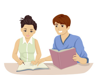 Fototapeta premium Teens Study Buddy Illustration