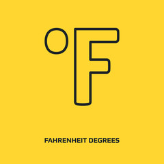 Fahrenheit Degrees graphic design concept. Editable element, can be used as logotype, icon, template in web and print. Thin line icon