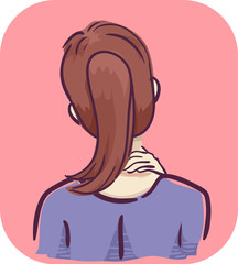 Symptoms Girl Stiff Neck Illustration