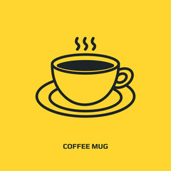 Coffee mug line icon graphic design concept. Editable element, can be used as logotype, icon, template in web and print