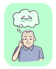 Senior Man Symptom Loss Of Object Illustration
