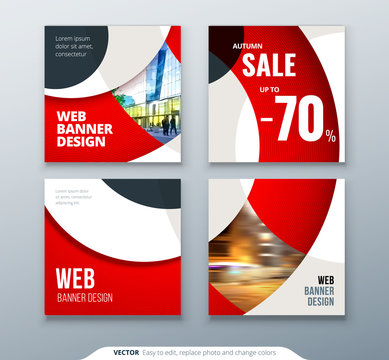 Square banner templtes with circles and shapes for a photo