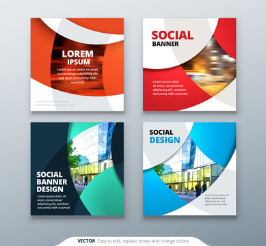Square banner templtes with circles and shapes for a photo