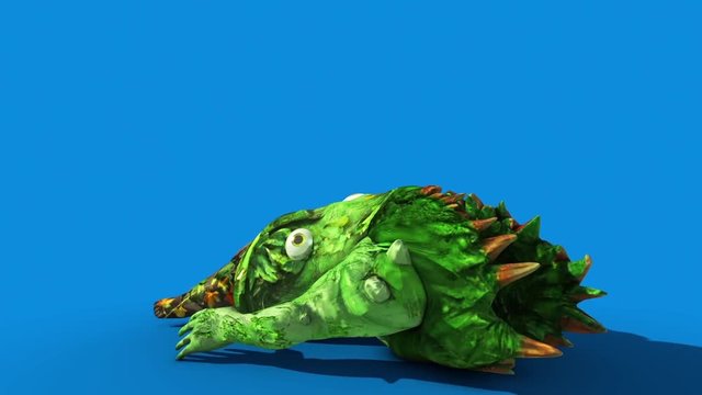 Monster man Carnivorous Plant Dies Back Blue Screen 3D Rendering Animation