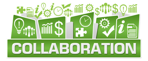 Collaboration Business Symbols On Top Green 