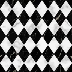 Tuinposter Marble Luxury Check Rhombus Seamless Pattern © kronalux