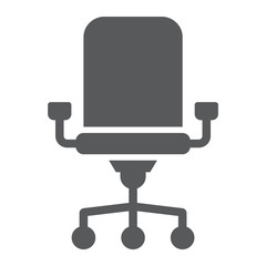 Fototapeta premium Office chair glyph icon, office and work, chair sign, vector graphics, a solid pattern on a white background, eps 10.