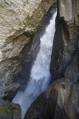 Close-up of glacial Trummelbachfalle (Trummelbach Falls),biggest waterfall in Europe, inside a mountain, Lauterbrunnen, Bern, Switzerland, Bernese Oberland, Europe