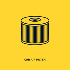 Car air filter icon. Automobile repair service symbol. Car engine part shop sign. Logo graphic design concept. Logotype, icon, template in web and print. Thin line icon
