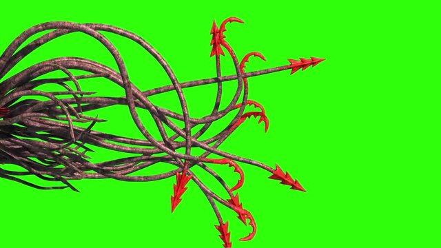 Monstrous Hooked Tentacles Side Green Screen 3D Rendering Animation