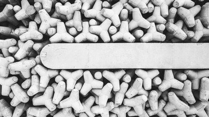 Top view of an abundance of concrete breakwater.