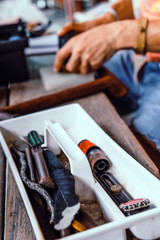 Fototapeta premium Detail of Leather crafting tools
