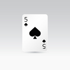Five of spades playing card isolated