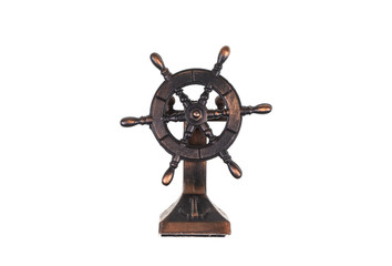 Obraz premium decorative marine wheel on white background