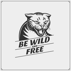 The emblem with wild cat for a sport team.
