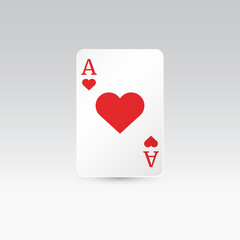 Ace of hearts playing card isolated