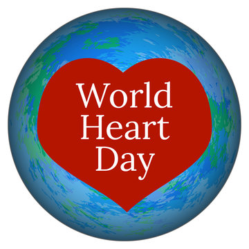 World Heart Day. 29 September. Planet Earth and Heart