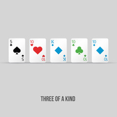 Poker hand cards three of a kind combination template