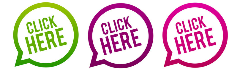 Click here - Round web Buttons. Circle Eps10 Vector.