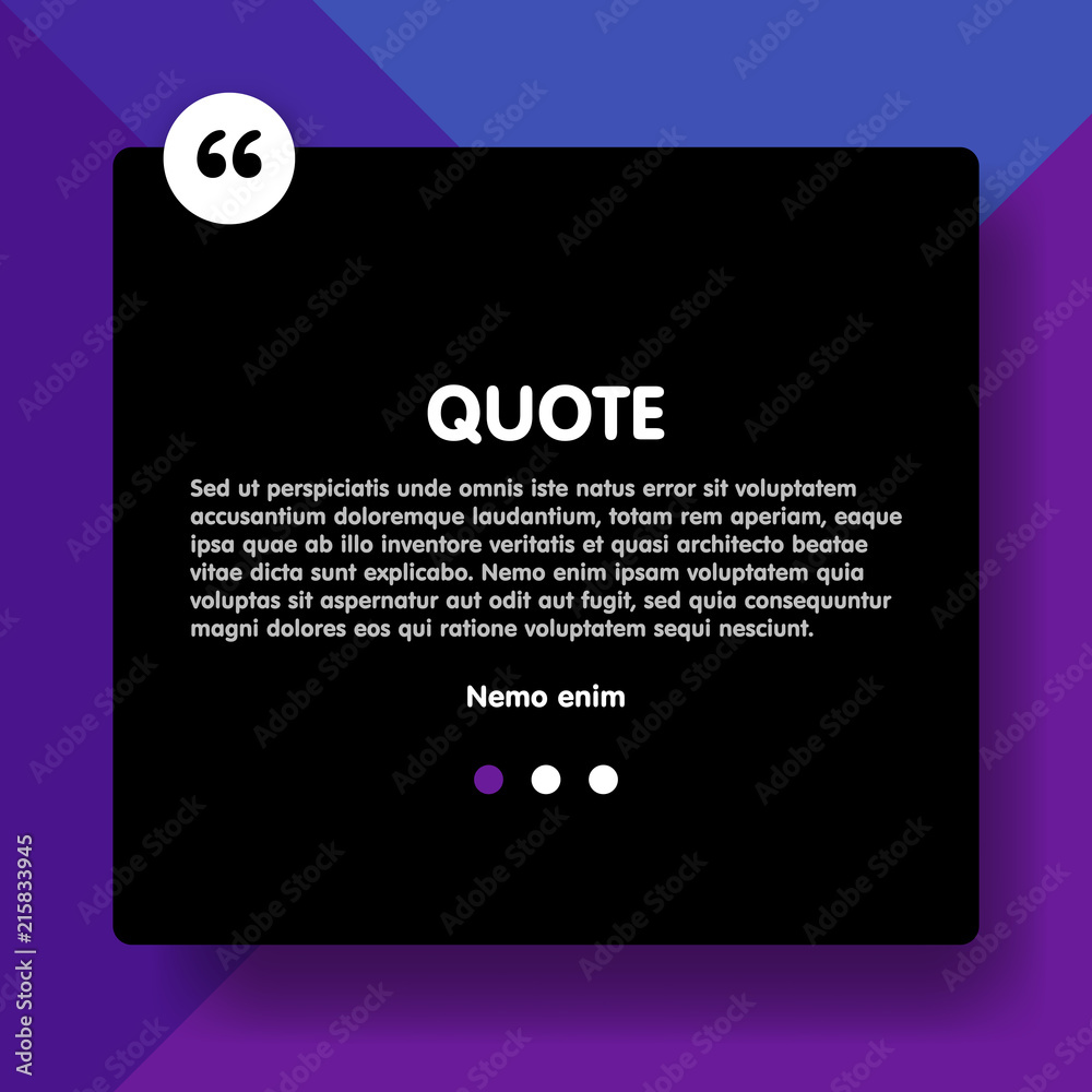 Poster material design style background and quote rectangle with sample text information vector illustratio