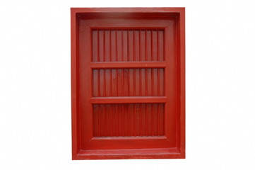 old and antique wooden red window isolated on white background