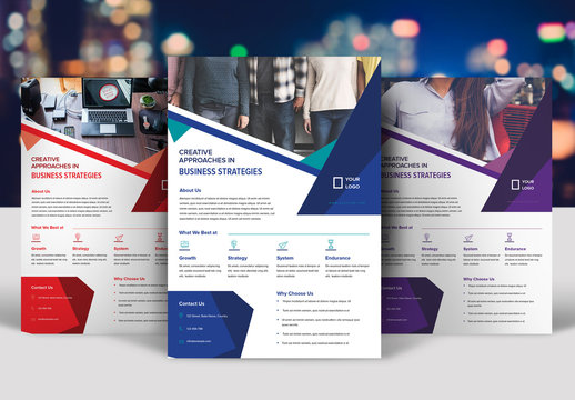 Flyer Layout with Abstract Geometric Shapes