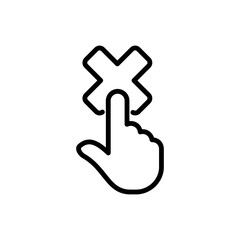 Illustration of an isolated pointing hand icon with an x sign