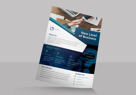 Flyer Layout with Blue Accents