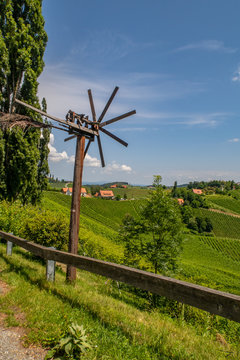 Klapotetz im Vordergrund mit Blick auf die Gamlitzer Weinberge