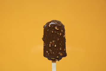 melting melted chocolate ice cream in summer hot weather