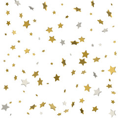 Star pattern. white, background, gold, gift wrap. Vector illustration.