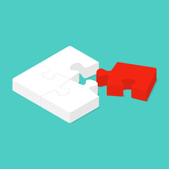 Jigsaw puzzle, isometric illustration. Vector